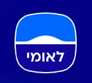 Leumi logo with Hebrew text on a blue background
