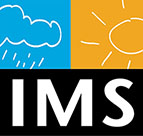 IMS logo with blue rain cloud and yellow sun above bold white IMS letters.