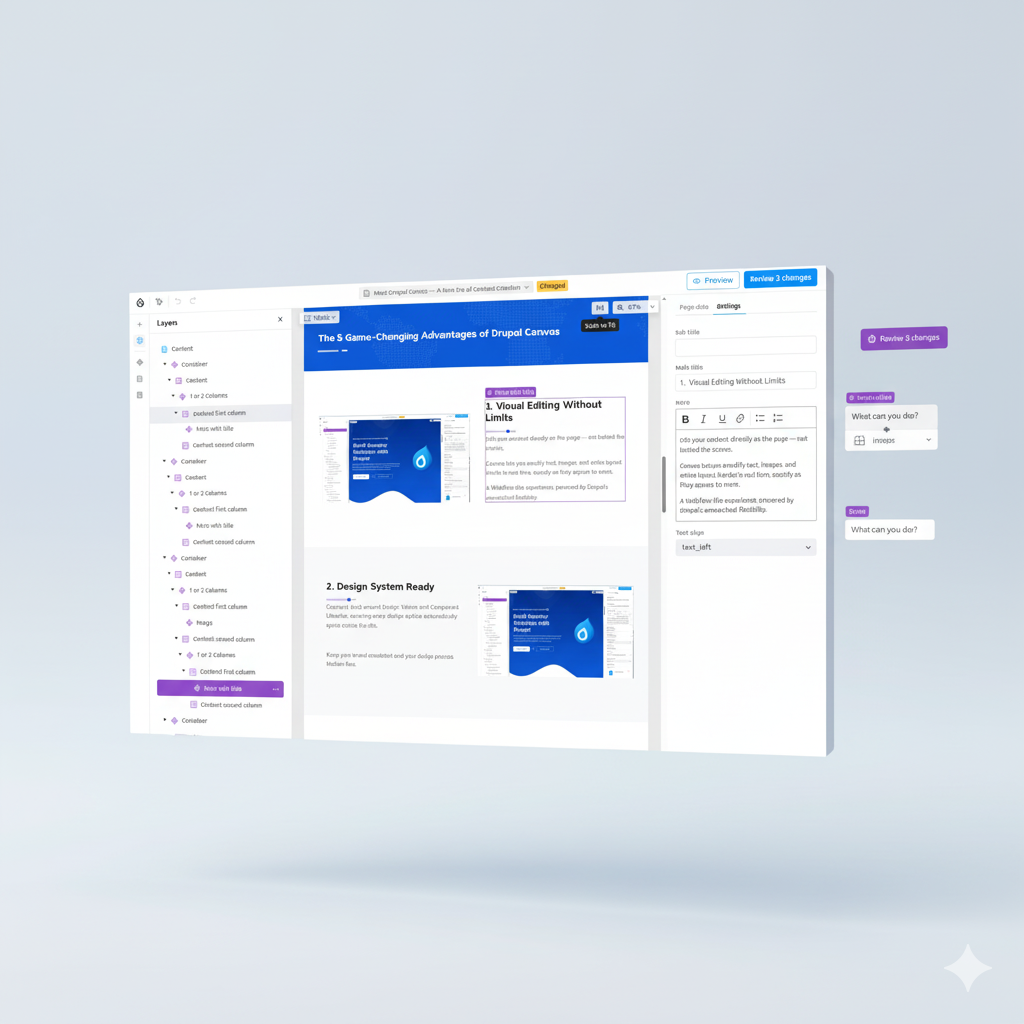 Floating UI mockup of a documentation page with a blue and white color scheme.