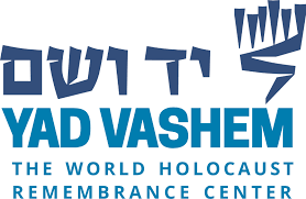 Yad Vashem logo with Hebrew letters and a stylized menorah.