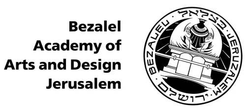 Bezalel Academy of Arts and Design Jerusalem logo with dome illustration.