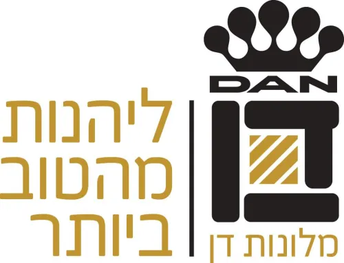 Dan Hotels logo with Hebrew text and a stylized crown.