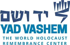 Yad Vashem logo with Hebrew letters and a stylized menorah.